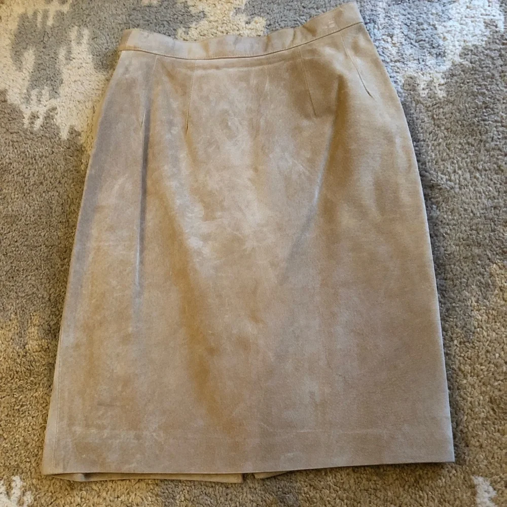 Erez Levy Saks Fifth Avenue Beige Suede Learher Skirt And Top Set Sz 4 Vintage! - Picture 11 of 16